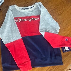 Champion Women’sTri-Tone Sweatshirt - Red, Gray, Navy